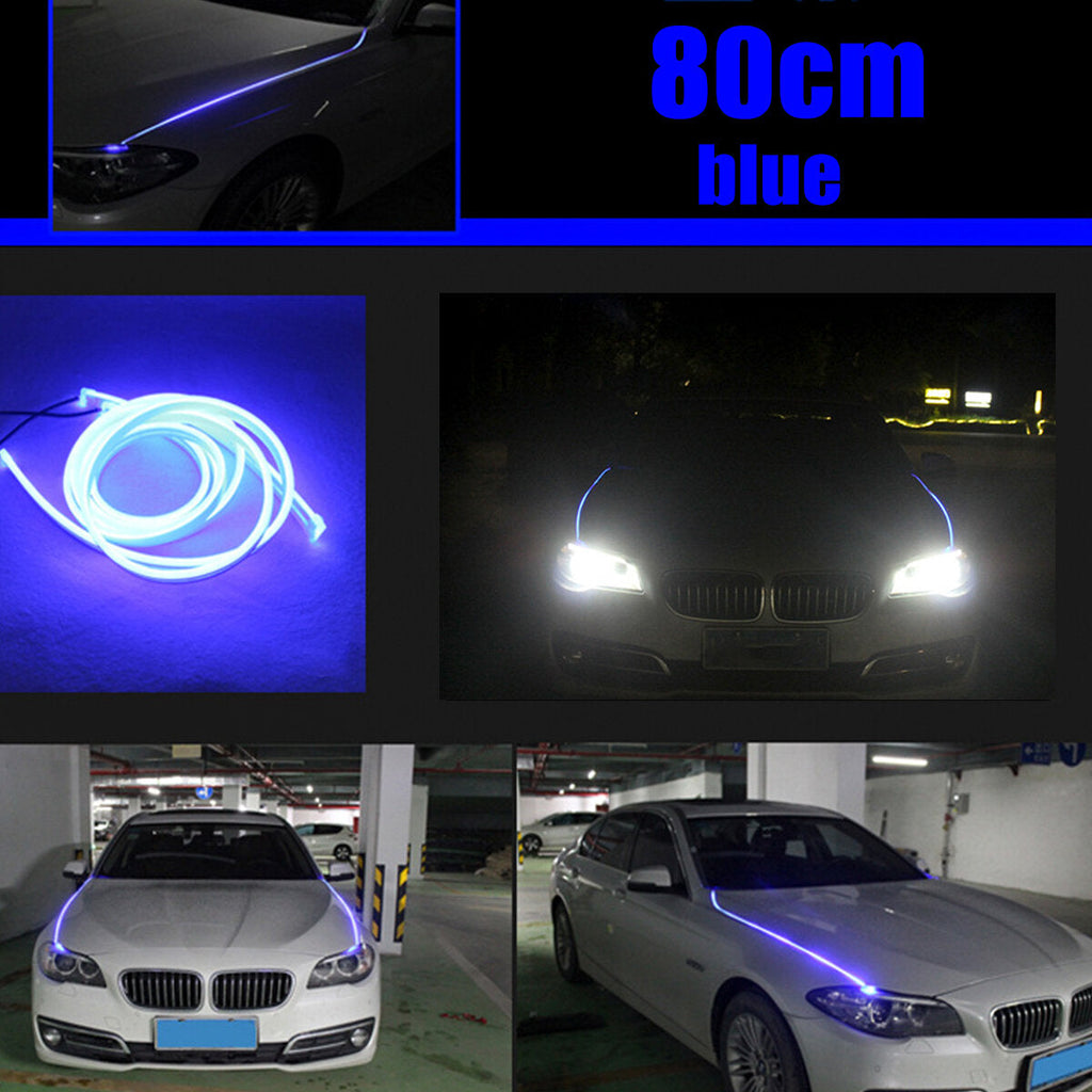 2PCS Hood LED Light Strip Grilles Under Spoiler Scanning LED Knight Rider