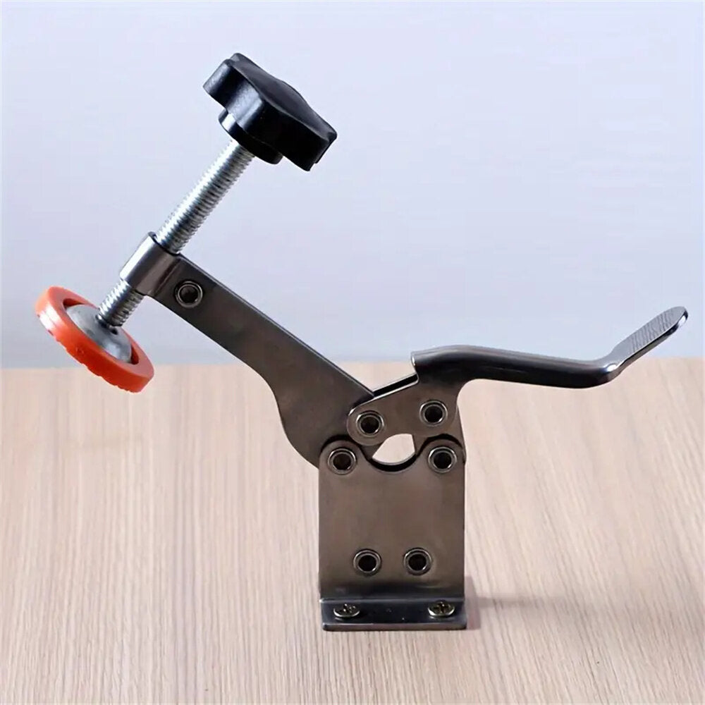 Quick-Release Horizontal Toggle Clamp, 0-35mm Adjustable, Durable Stainless Steel, Anti-Slip Handle for Woodworking