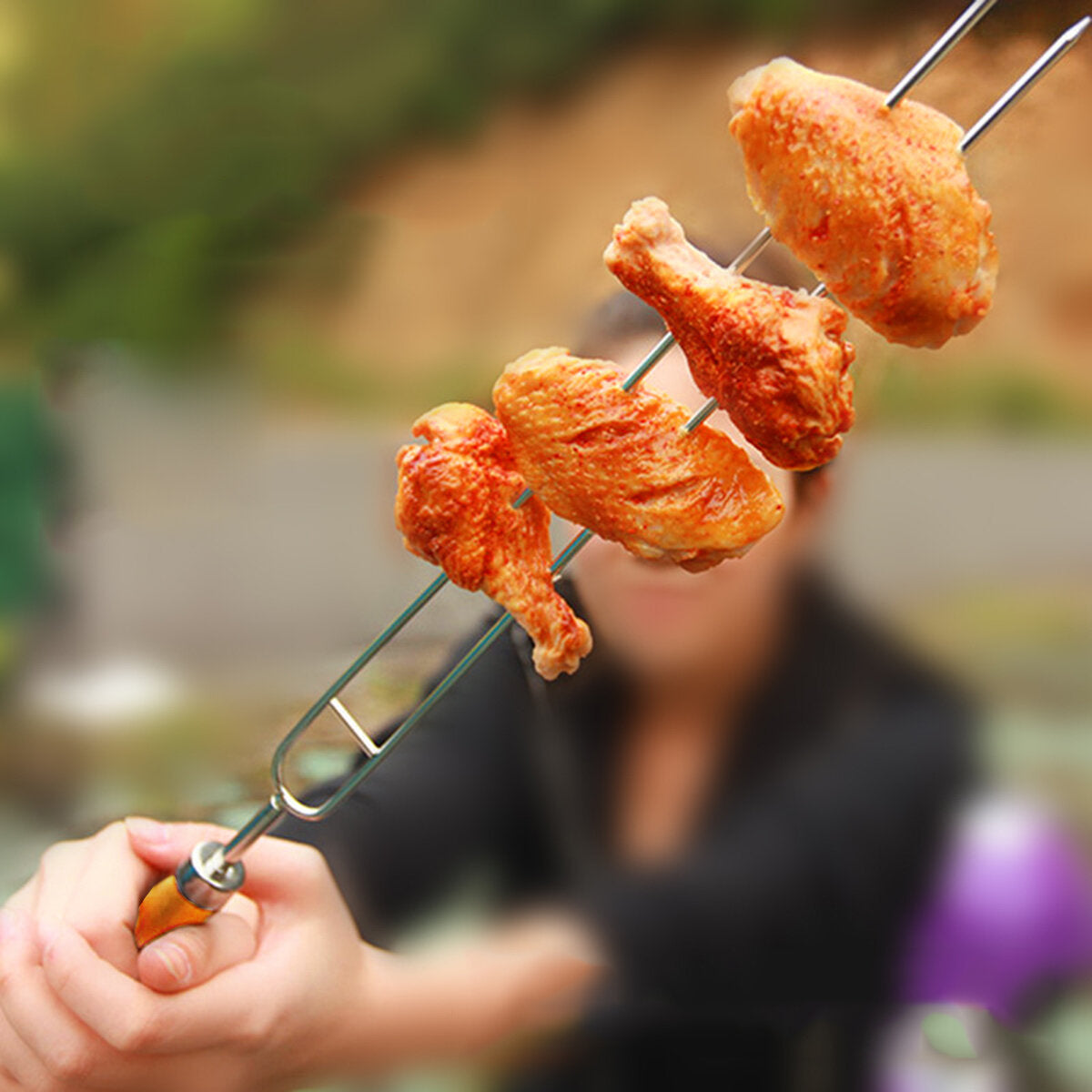 Stainless Steel Roasting Marshmallow Stick Set Extendable Dual Fork Outdoor BBQ for Household Kitchen BBQ Supplies
