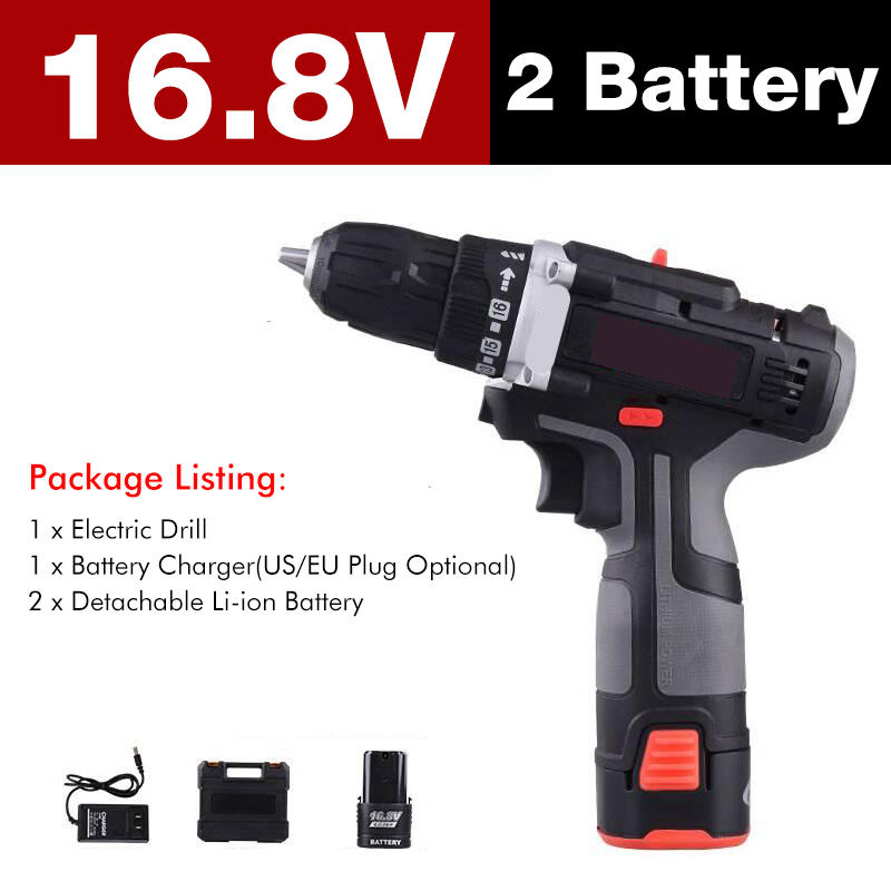 7500mAh 2 Speed Electric Drill 25+3 Torque Power Driver Drills Multi-function Rechargeable Hand Drill