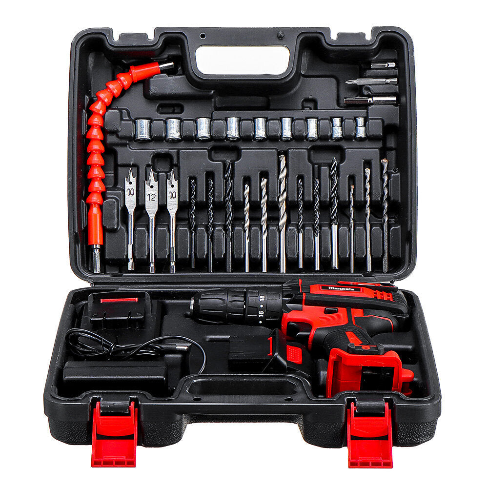 21V 3 In 1 Cordless Drill Power Drill Driver Hammer Combo Kit Double Speed with LED lighting 2Pcs 2.0Ah Battery
