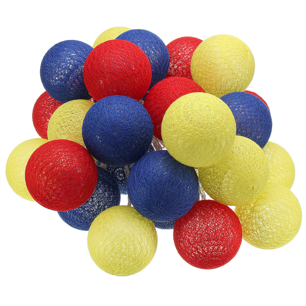 Battery Powered 30LEDs Pastel Cotton Ball String Lights for Holiday Decoration