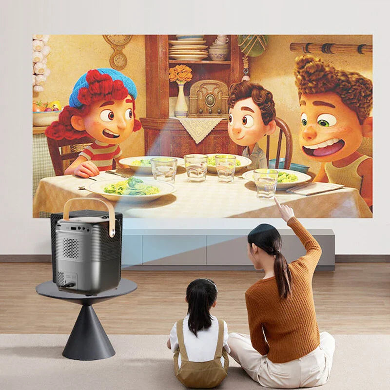 AI Voice Remote Portable Projector 1080P HDR10+ WiFi+BT Low Blue Light Home Theater with Surround Sound & 3D Video Player EU Plug