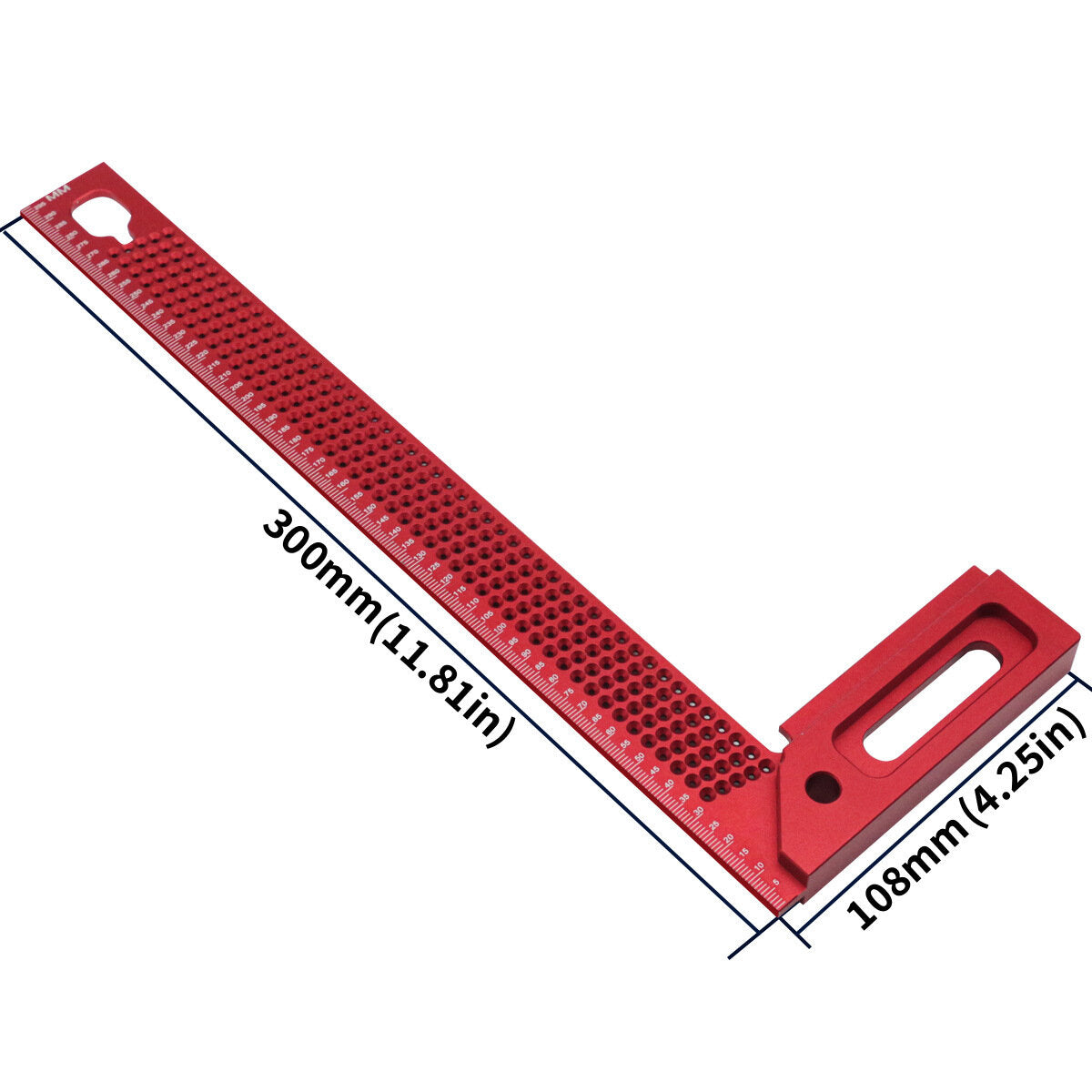 Precision Woodworking Square - Multi-functional Aluminum Tool for Accurate Framing, Marking & Scribing (300mm)