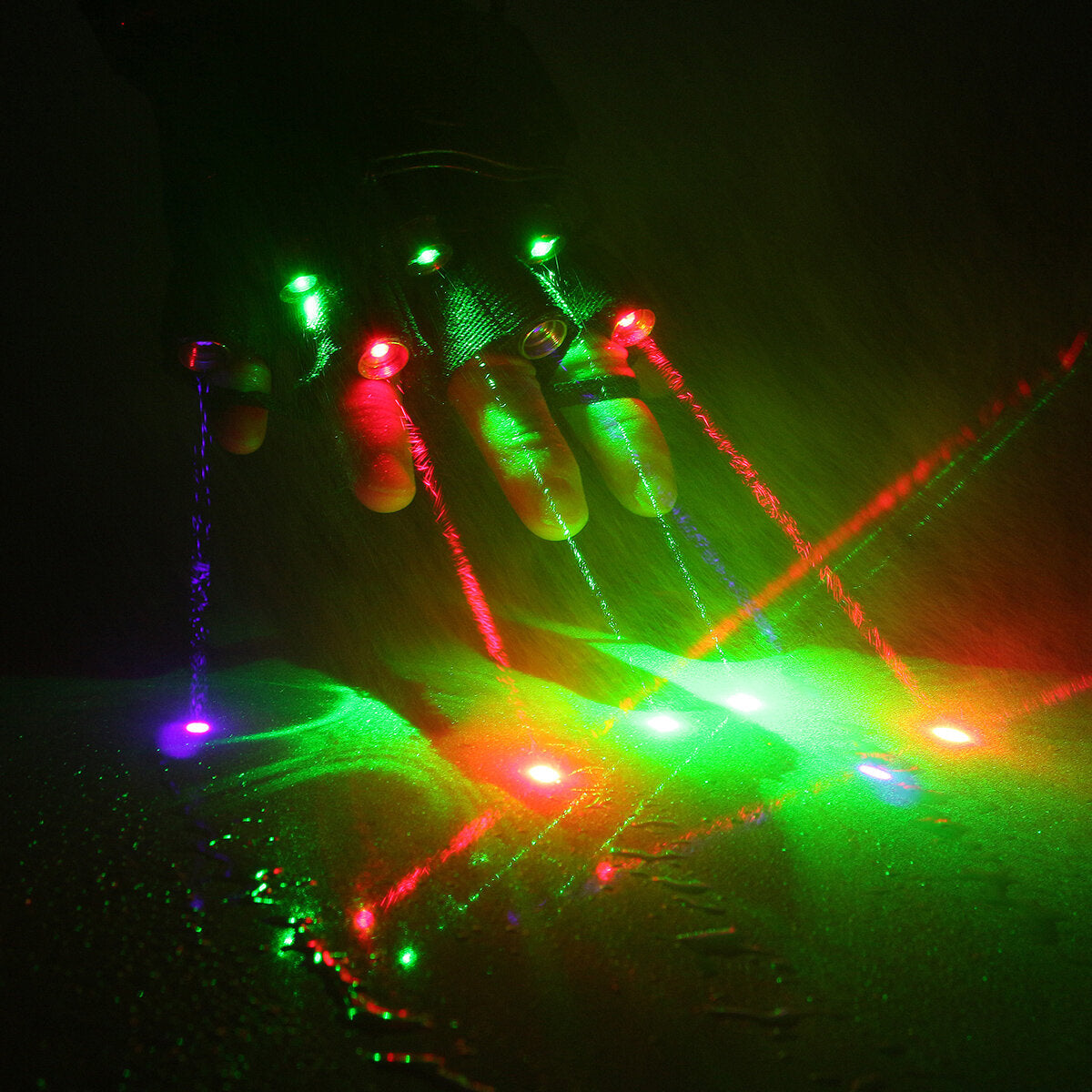 Right Hand 3 Green Light + 2 Purple Light + 2 Red Laser Gloves Stage Performance Gloves