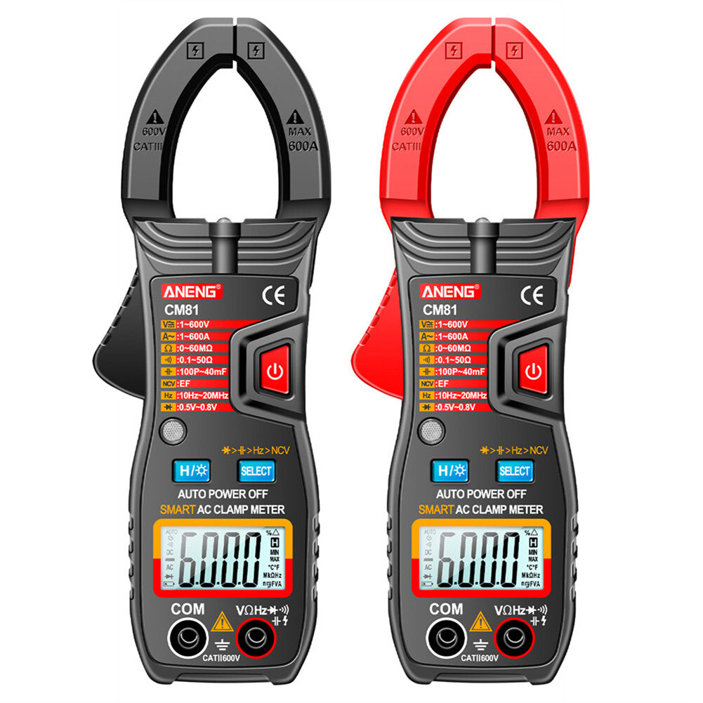 6000 Counts Auto Range NCV Digital Clamp Meter DC/AC Voltage Current Resistance Frequency Capacitance Tester