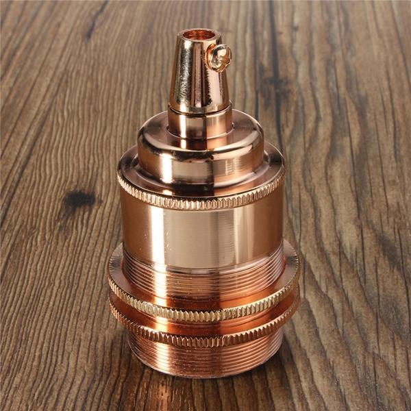 E27/E26 Copper Retro Edison Light Lamp Bulb Holder Socket Shade Rings Cord Grip