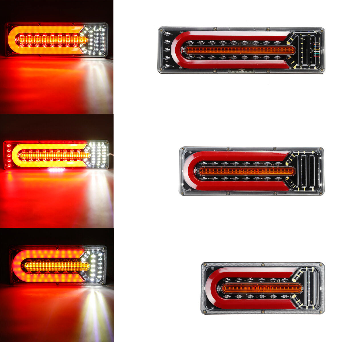 2pcs 24V LED Flow Steering Rear Tail Light Turn Signal Brake Reverse Lamp Traffic FogLamp For Trailer Truck Caravans UTE Campers ATV
