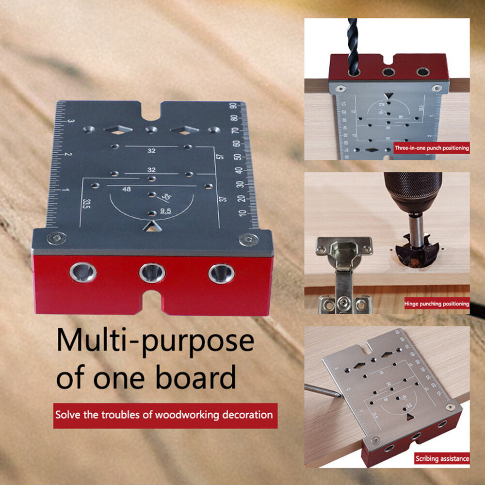 3-in-1 Punch Locator Board for Marking, Positioning & Line-Drawing - Durable Aluminum Alloy, Portable for Woodworking