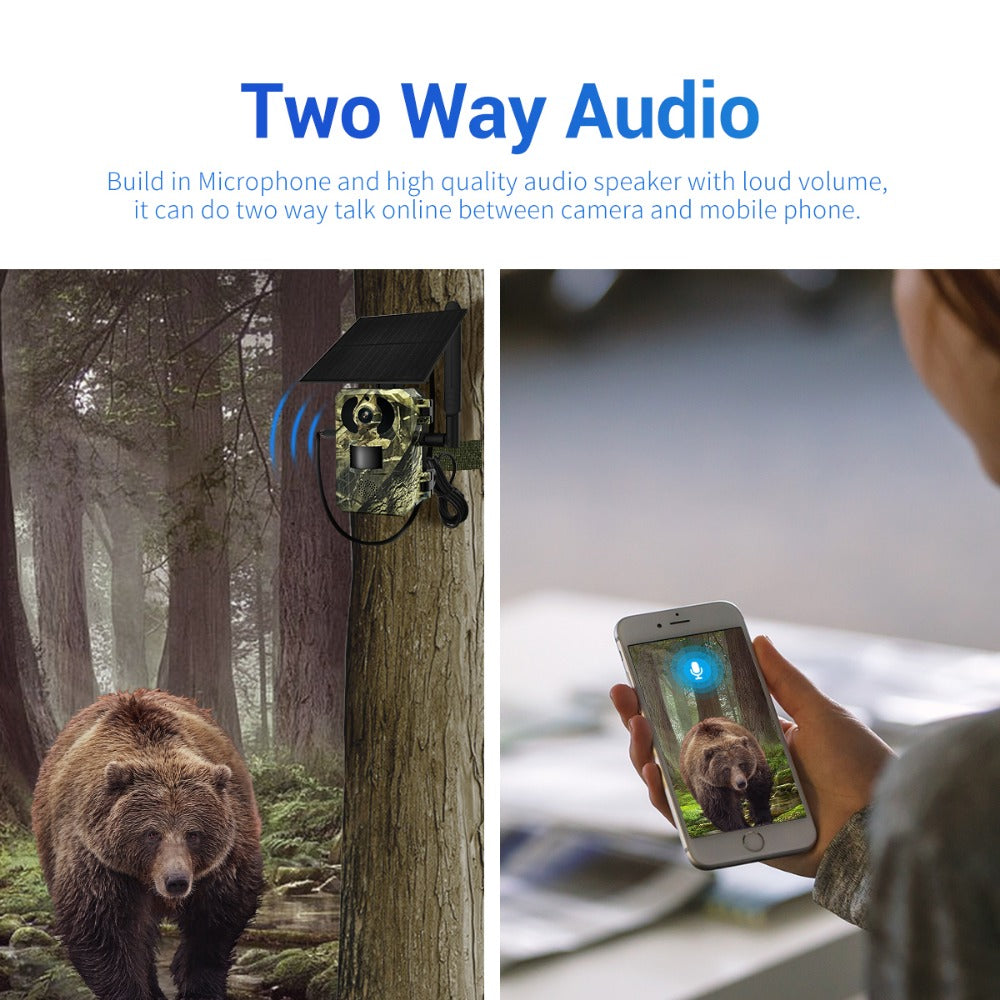 4G 1440P 16MP Hunting Camera Wireless PIR Motion Detection Night Vision Two-way Audio IP66 Solar Powered Wild Animal Monitoring Cameras EU Version