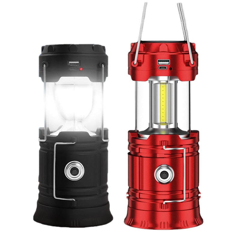 Outdoor Camping Lamp Solar Multifunctional Household Portable Strong Light Emergency Lantern ChargingTent Use 18650 Battery