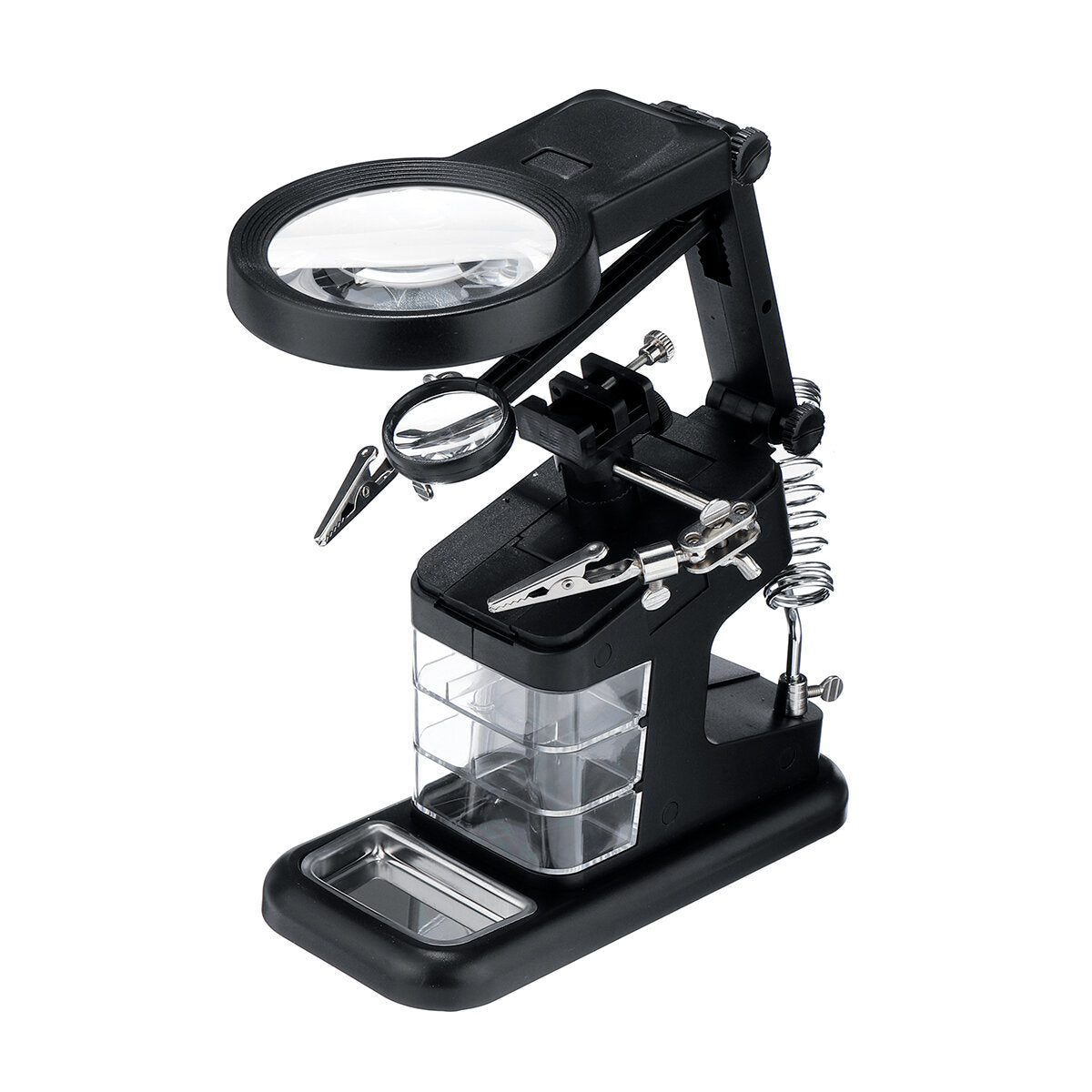 3X 4.5X 25X 10 LEDs Soldering Iron Magnifier Welding Magnifying Glass Tool W/3 Boxes