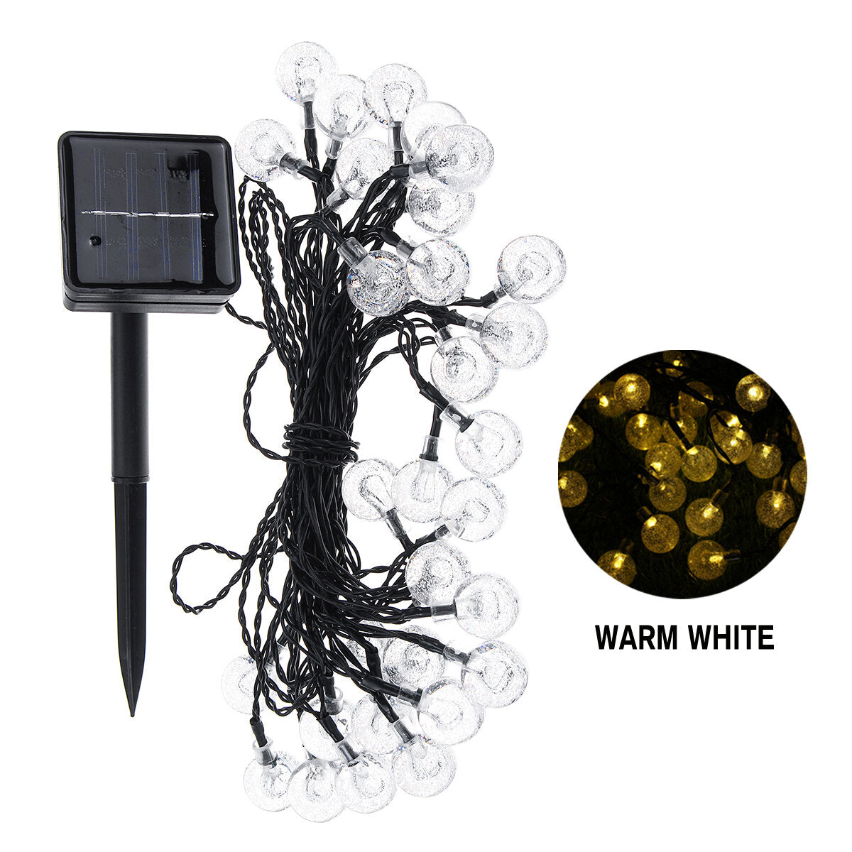 6m 30LED Waterproof Solar Light String Retro Crystal Ball Bulb String Decor Lamp