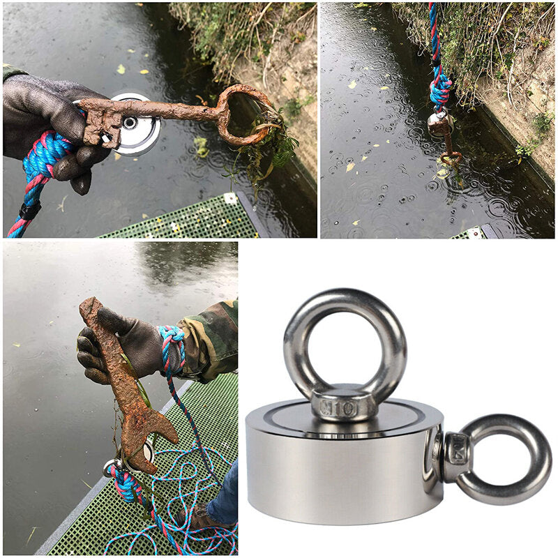 Double Side 75mm 400KG Neodymium Recovery Magnet With 10m Rope Salvage Tool Strong Recovery Fishing Kits