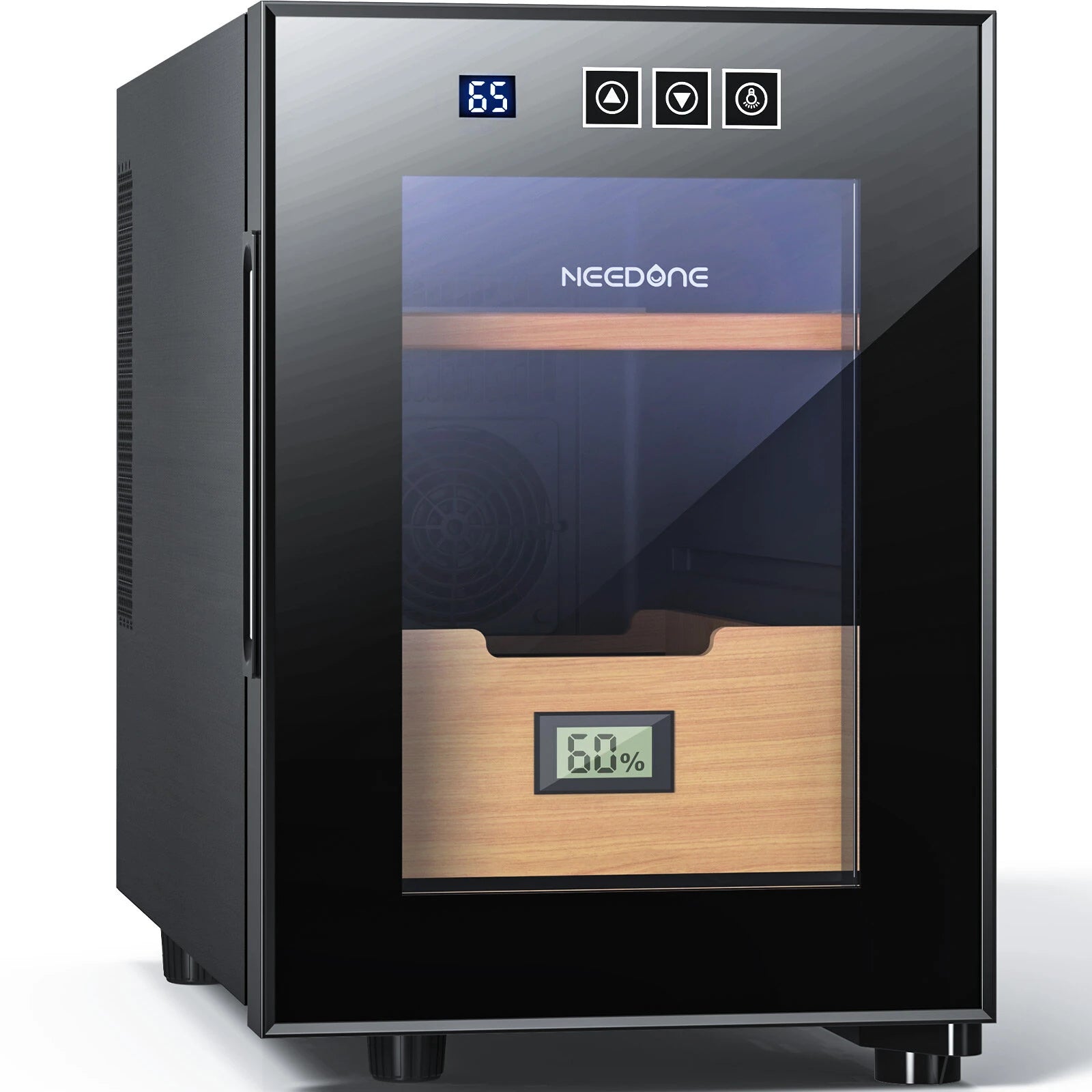 16L Cooler Humidor, Electronic Cooler Humidor with Spanish Cedar Wood Shelves Upgraded Version with Digital Hygrometer Displays, 100 Capacity