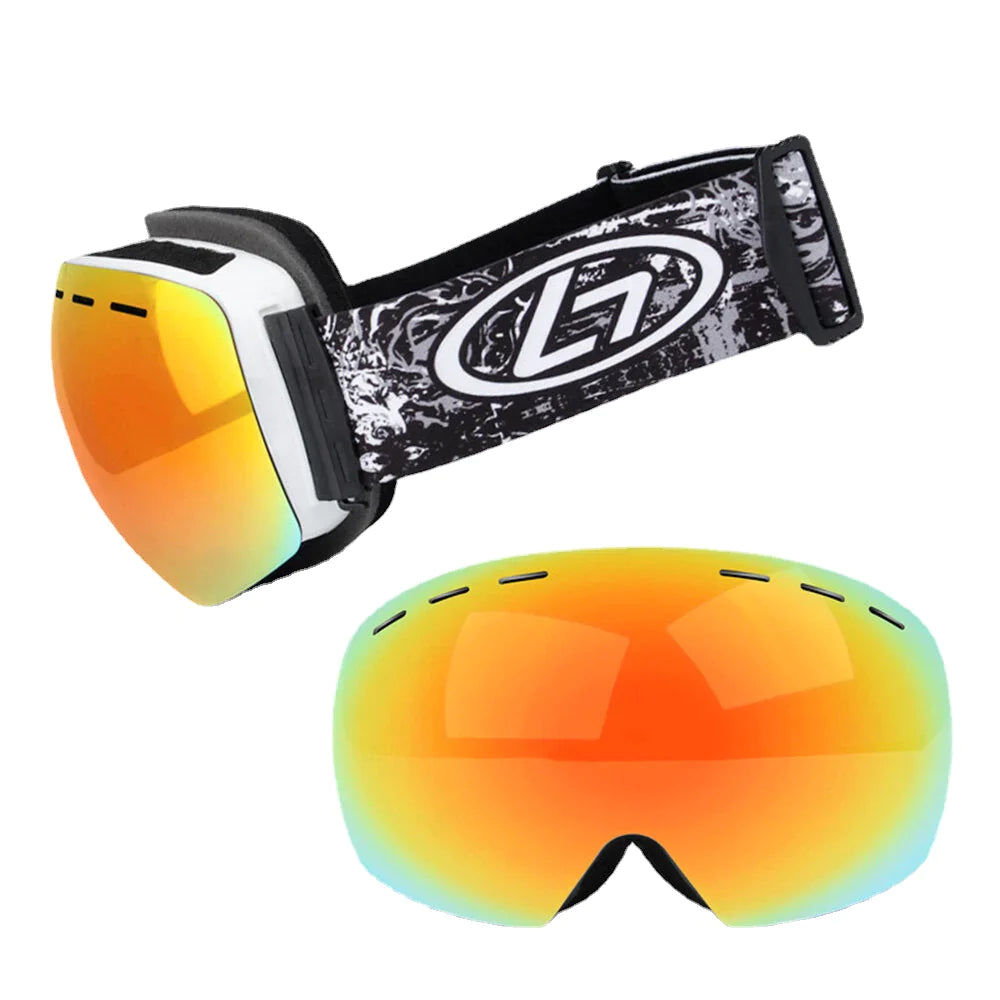 Unisex Double-layer Ski Goggles Spherical Professional Dual-lens Anti-fog Windproof Goggles