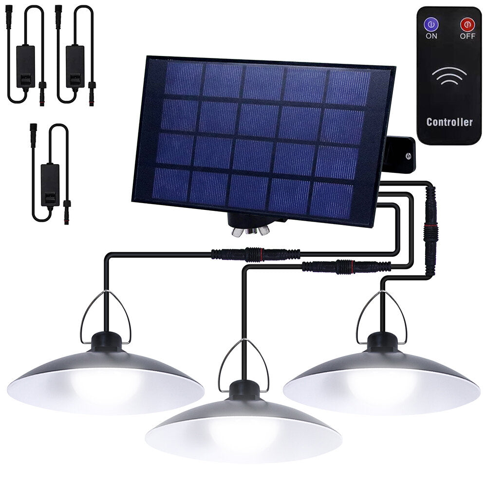 1/2/3/4 Head LED Solar Pendant Light IP65 Waterproof Outdoor Indoor Remote Control Solar Lamp for Garden Porch