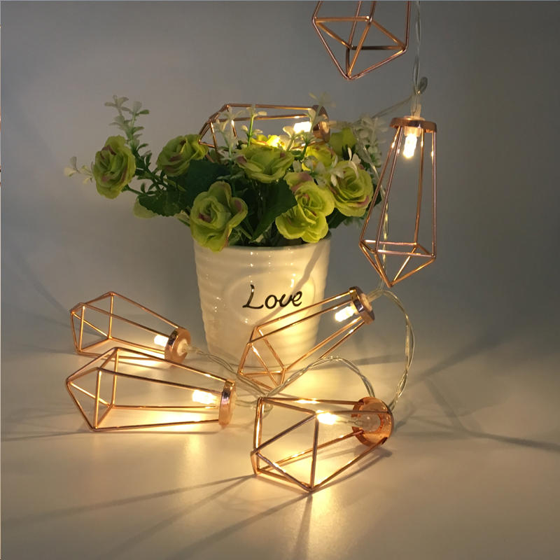 Battery Powered 1.8M/3.3M 10/20LEDs Metal Diamond Fairy String Light for Christmas Holiday Party