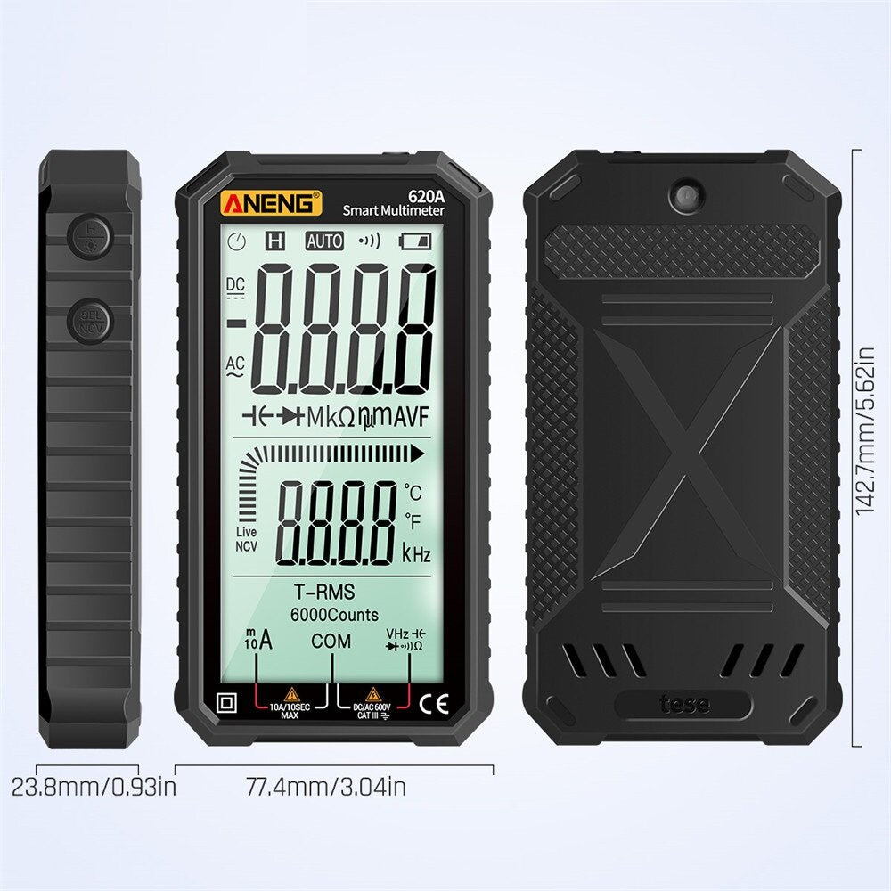4.7 inch Large LCD Screen Automatic + Manual Intelligent True RMS Digital Multimeter Resistance Diode Capacitance Temperature Frequency Test