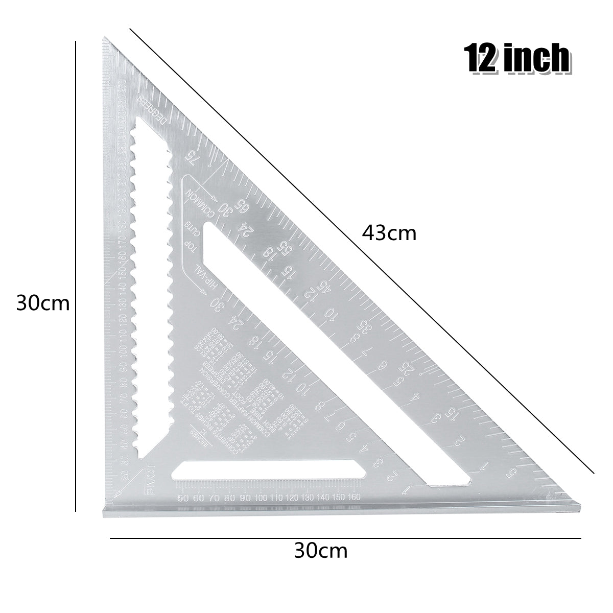 7/12" Aluminum Alloy Angle Square Triangle Ruler Roofing Carpenter Wood Working Tool