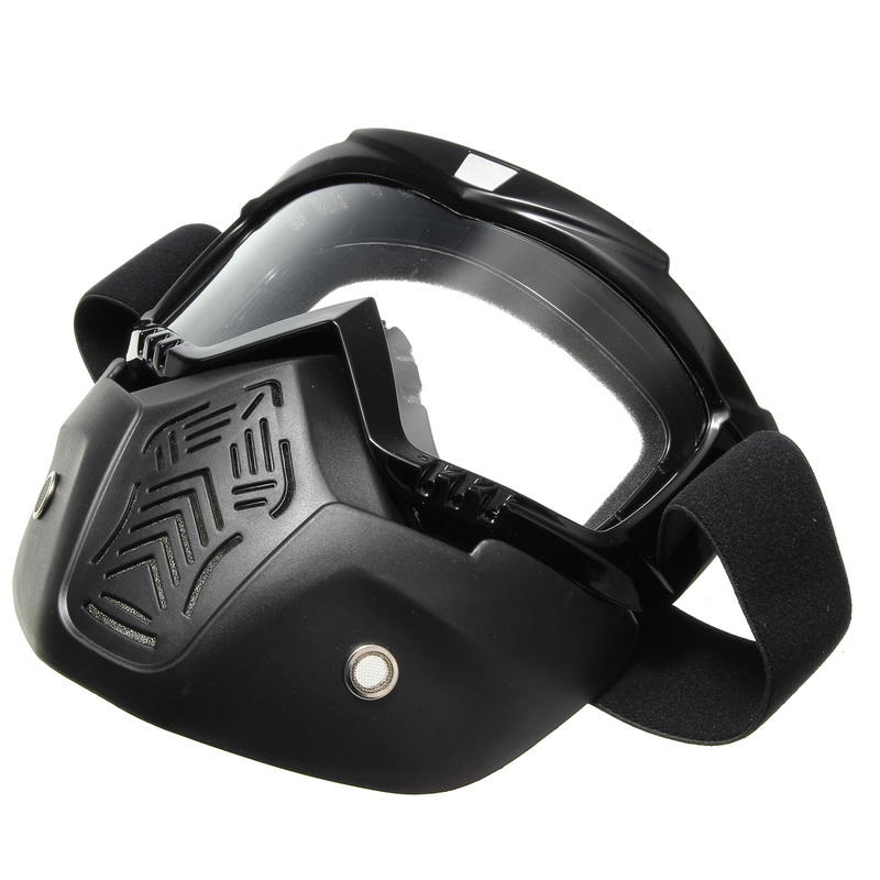 Motorcycle Helmet Face Mask Windproof Shield Goggles Detachable
