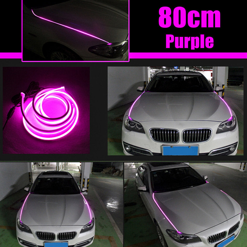 2PCS Hood LED Light Strip Grilles Under Spoiler Scanning LED Knight Rider