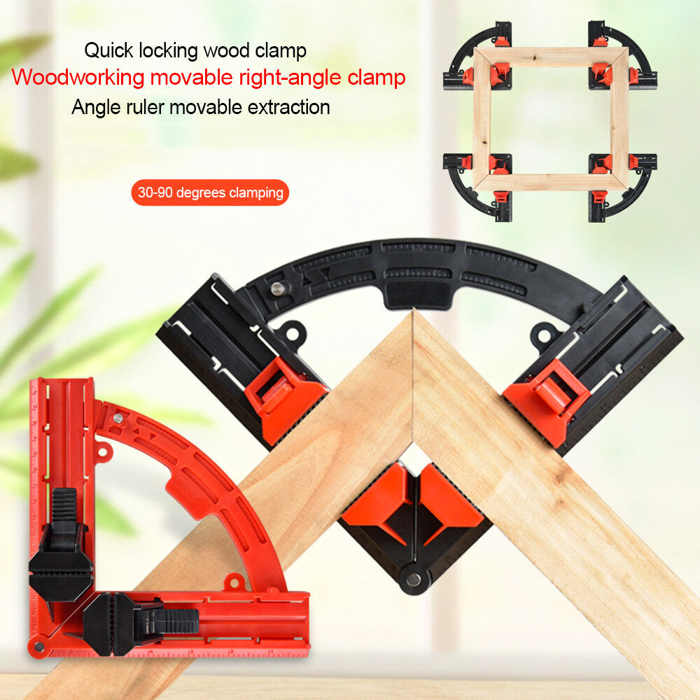 Versatile 90-Degree Corner Clamp for Woodworking, Adjustable Angles, Quick-Lock, Dual-Scale Measurement, Durable ABS Plastic