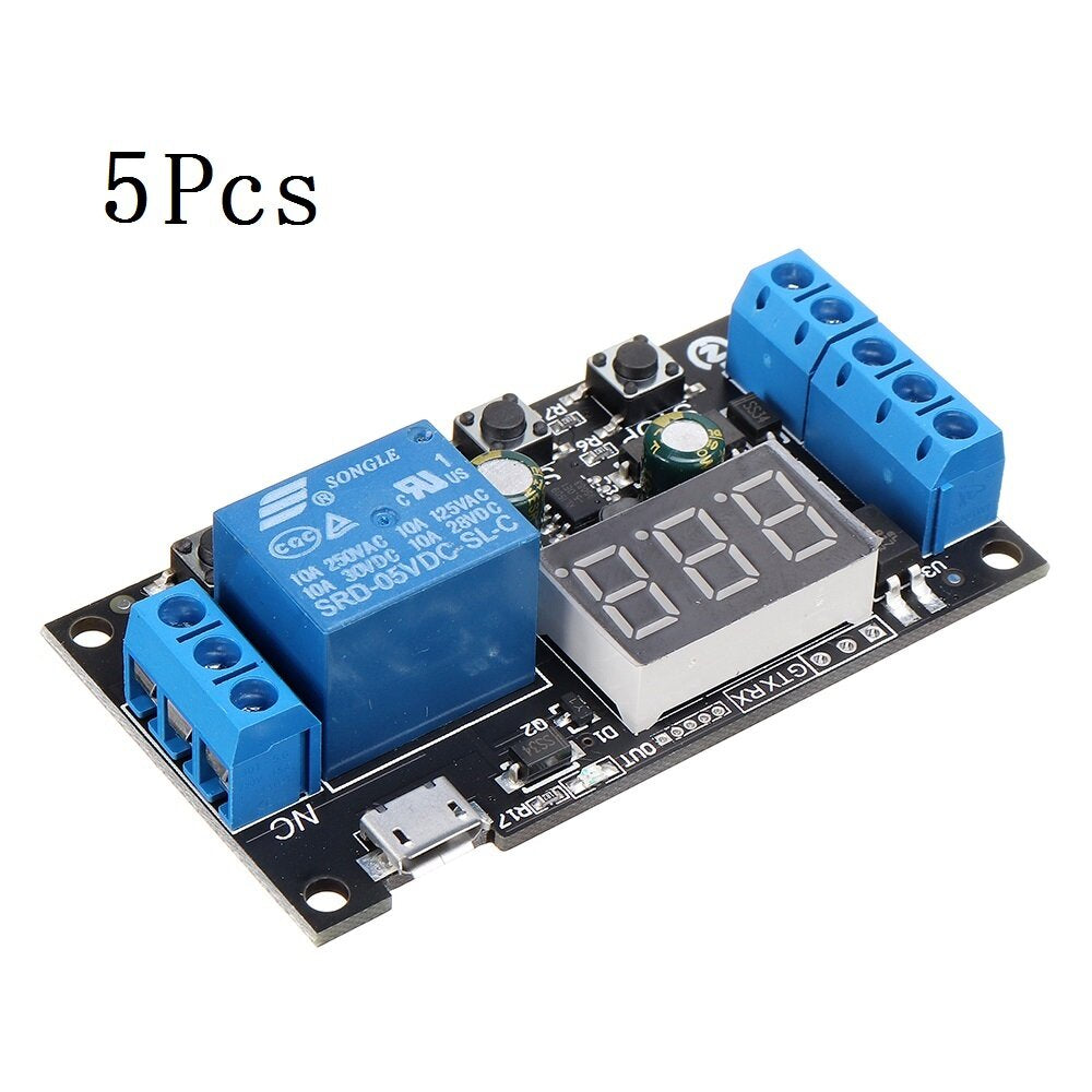 5Pcs 5V 12V 24V Time Delay Relay Module Trigger Cycle Timing Industrial Anti-overshoot Timer Relay