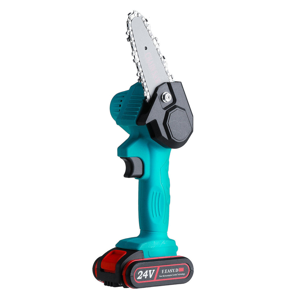 4" 24V Rechargeable Cordless Electric Saw Mini Handheld Chainsaw Wood Cutter Tool