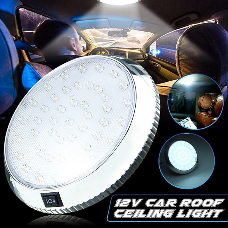 46LED Car Round Ceiling Dome Roof Light DC12V Interior Light Lamp On/Off Switch