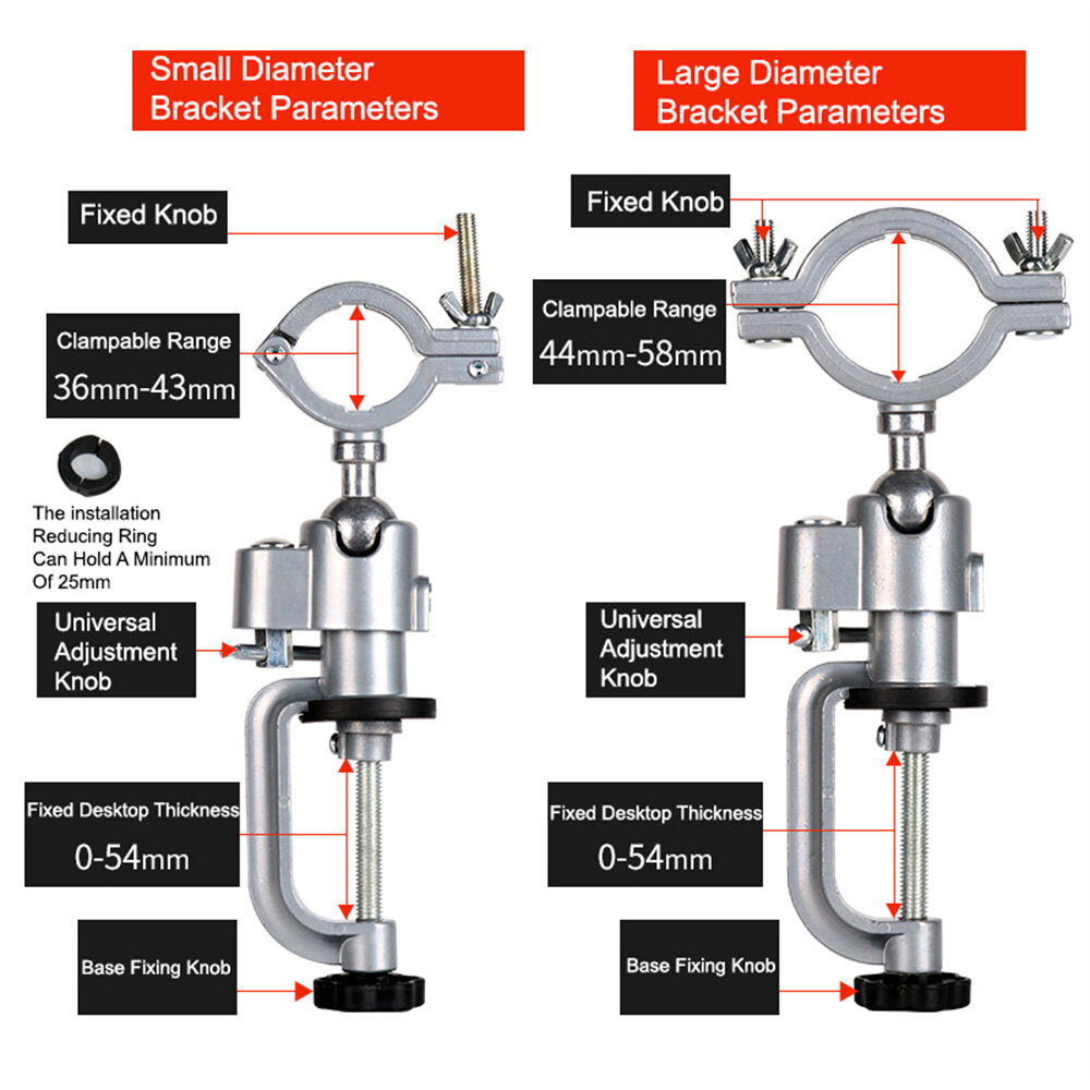 360° Rotating Aluminum Clamp-on Bench Vise for Drills & Grinders - Durable, Stabilizing, Wide Clamp Opening