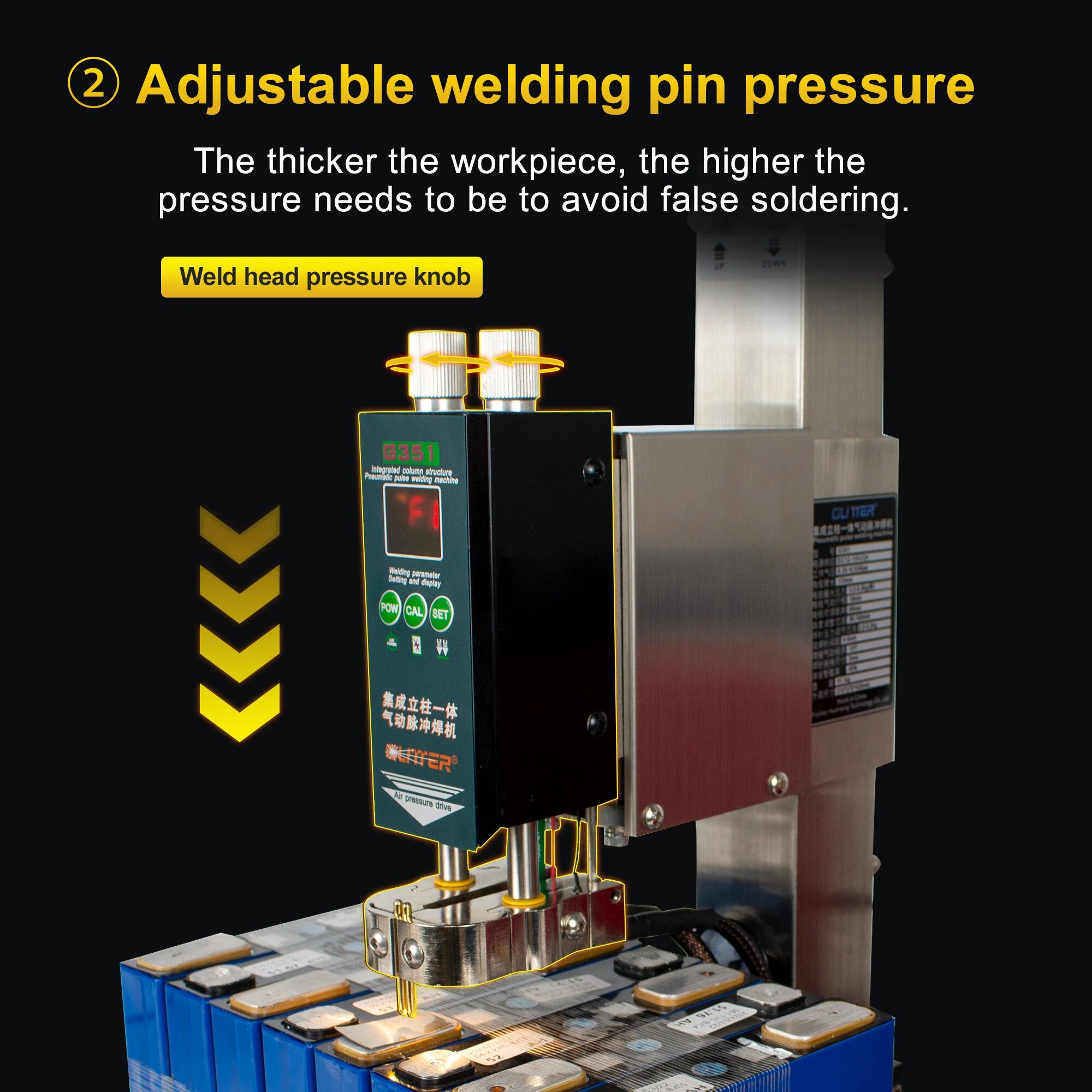 Pneumatic Column Spot Welder Head for Lithium Battery Welding 6kg Max Pressure Adjustable Height for 801H/811A/811H Welding Machine