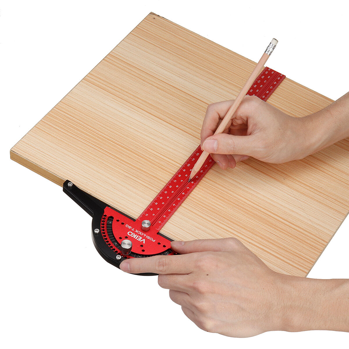 300mm Angle Positioning T Square Ruler - Adjustable 0-75° with 5° Increments for Woodworking and Carpentry Tools