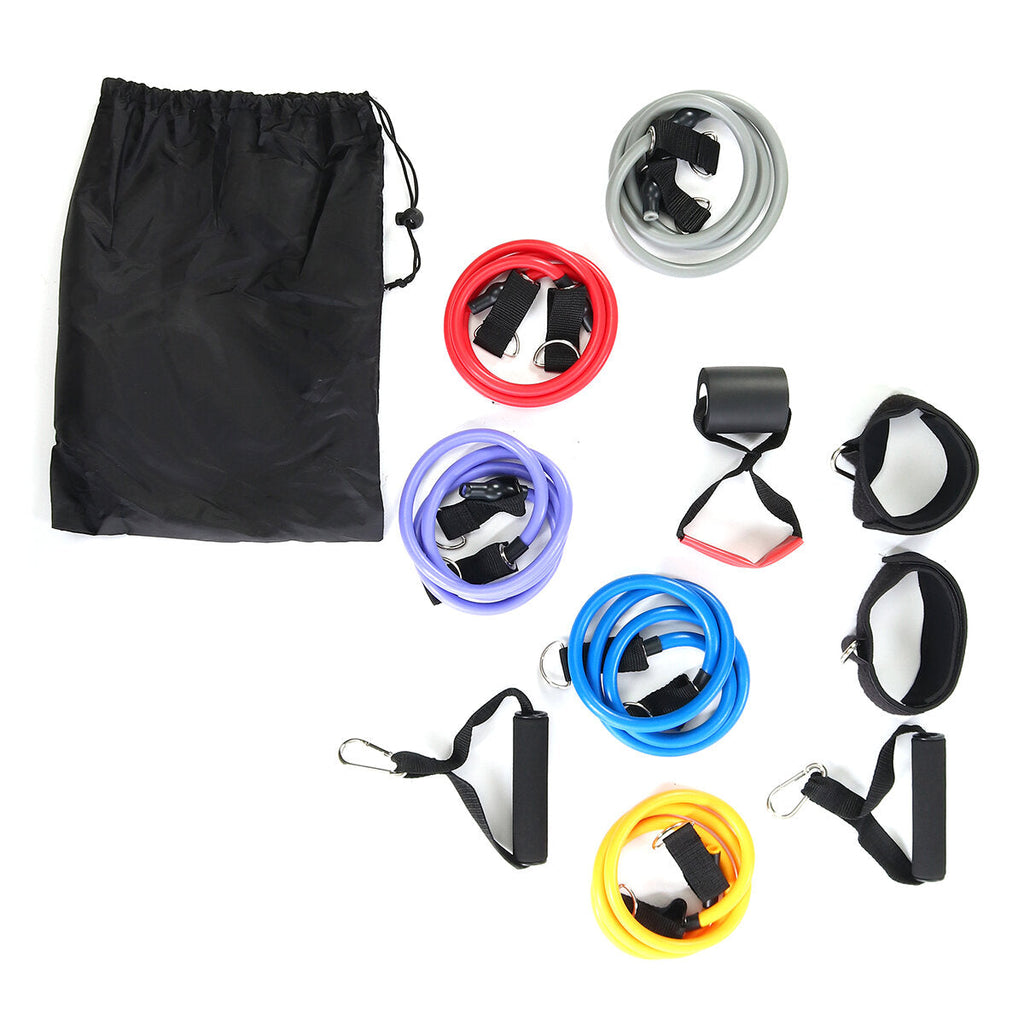 7/11/12 Pcs Fitness Resistance Bands Set Yoga Pilates Elastic Band Exercises Training