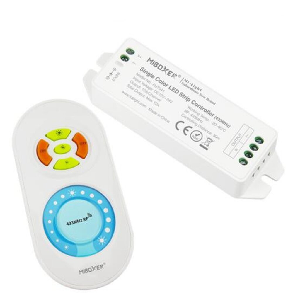 Single Color Dimmer Controller + 433MHz RF Remote Control for LED Strip Tape Light DC12-24V
