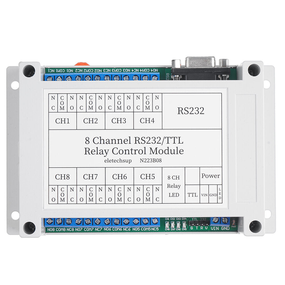 8CH DC 12V RS232 Relay Module Serial Port Remote Control Switch PLC PLC IO Expansion Board