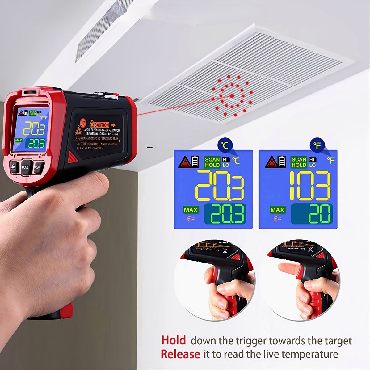 Non Contact Hand -holding Infrared Temperature Test For Cooking/Ovens