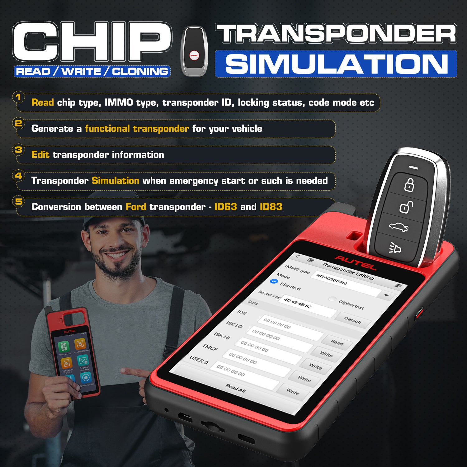 Key Fob Programmer Immobilizer Tool Key Creation IMMO Learning Chip Read Cloning Frequency