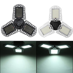 96/300LED Deformable LED Garage Lights: Ultra-Bright Adjustable Ceiling Light, E26/E27 Work Bulbs with 2/3 Leaves in Die-Cast Aluminum/Plastic