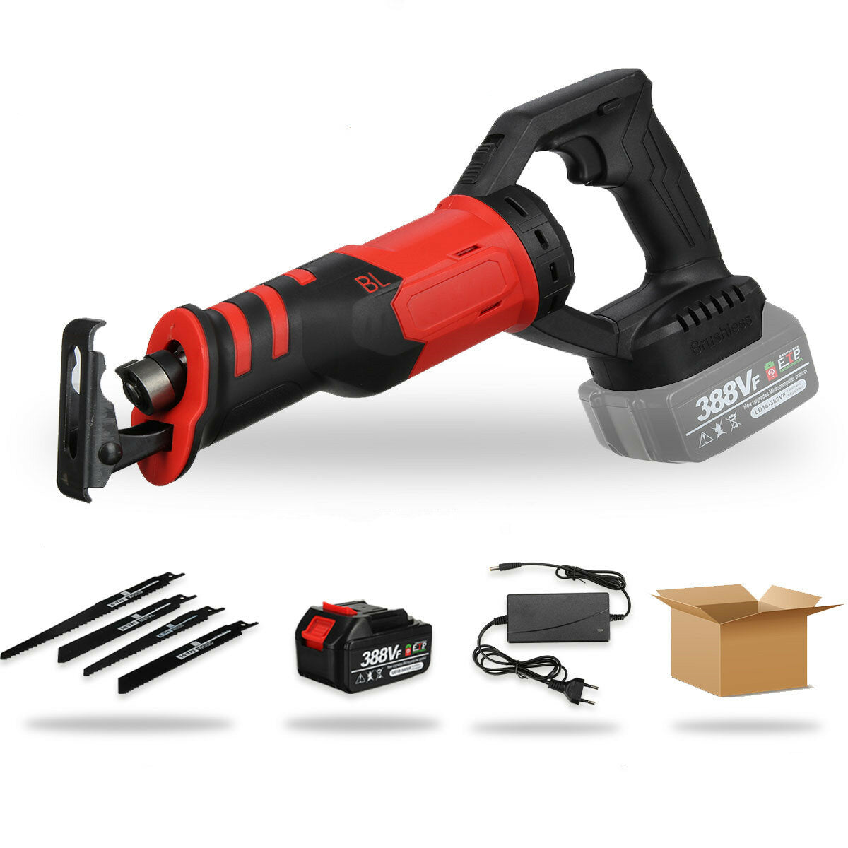 388VF 3000W Brushless Electric Reciprocating Saw Adjustable Three Orientations Modes Cutting Saw Portable Cordless Power Tools