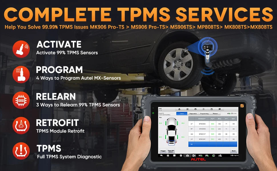 Car TPMS Diagnostic Tool Automotive Scanner w/ Full TPMS Fuction ECU Coding CAN FD DoIP K MK906PRO
