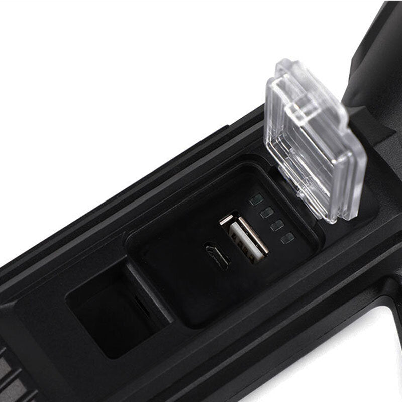 7LED Solar Rechargeable Portable Flashlight with COB Side Light USB Charging Super Bright LED Torch Search Light for Outdoor Camping Working Emergency