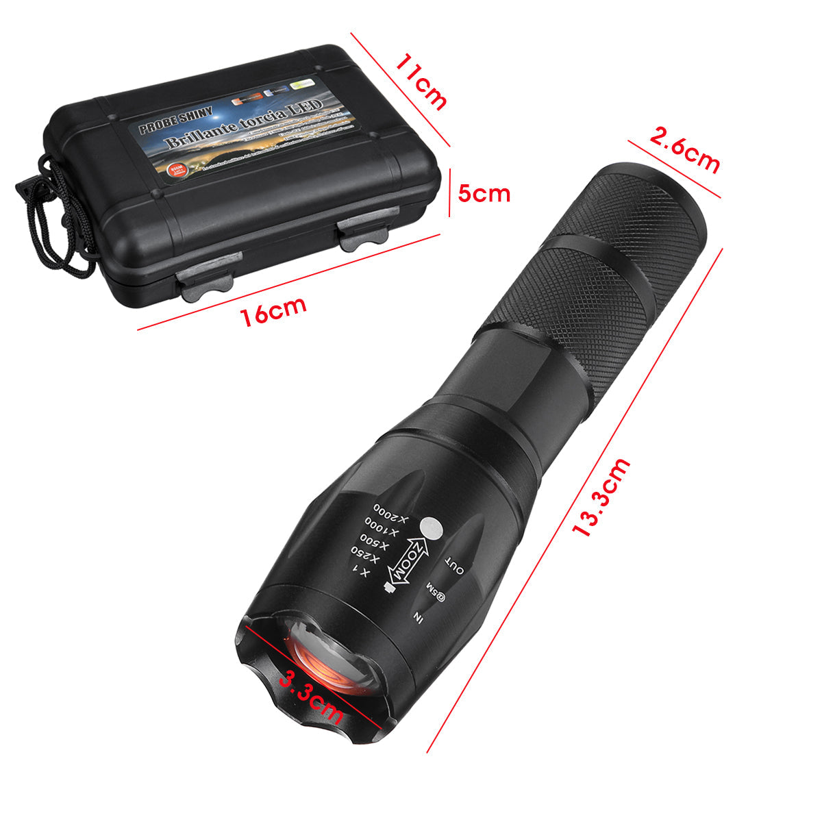 10W LED Flashlight Rechargeable 5 Modes Tactical Torch Light 18650 Battery US/EU/UK Plug
