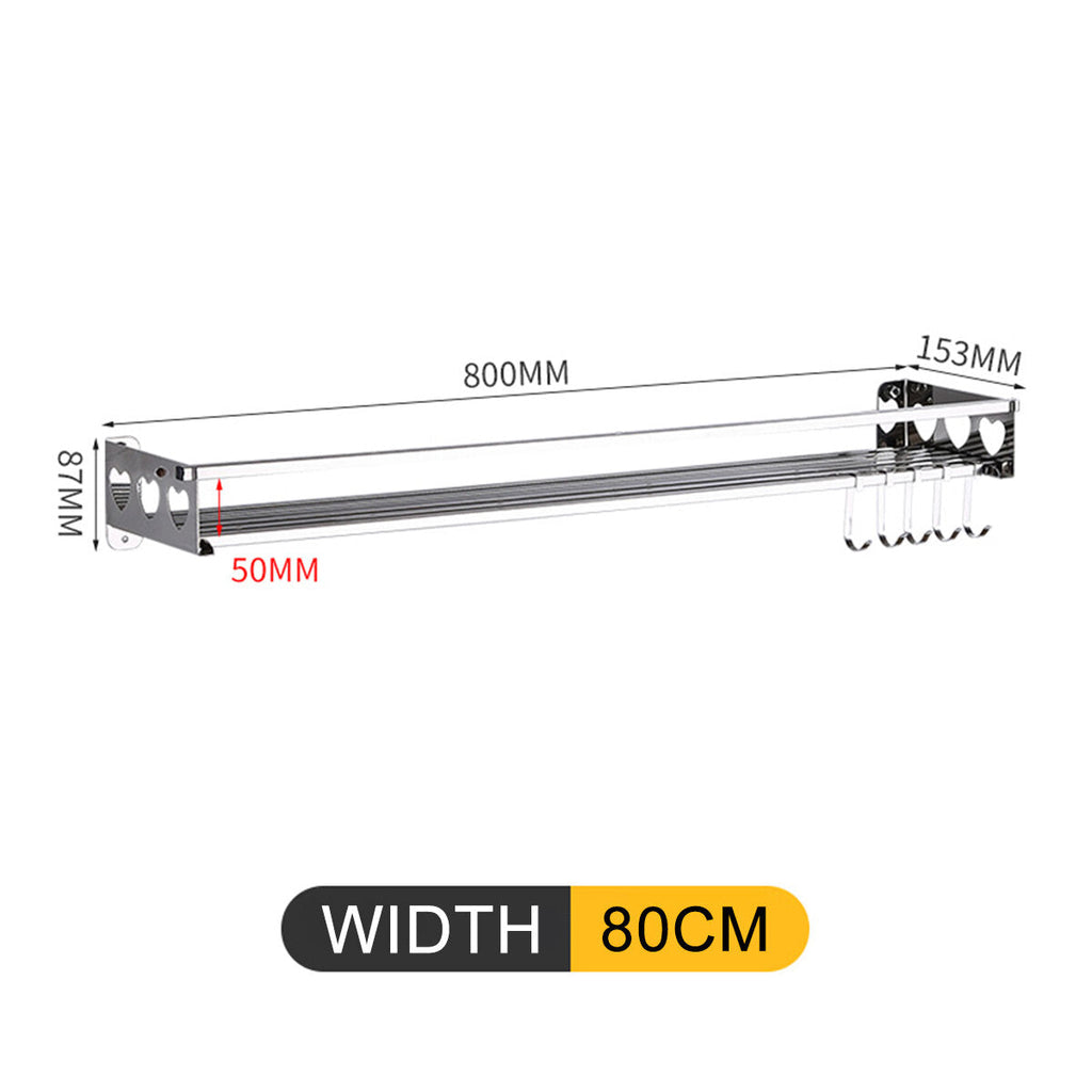 Kitchen Hanging Pot Pan Rack Wall Mount Storage Shelf Saucepan Holder