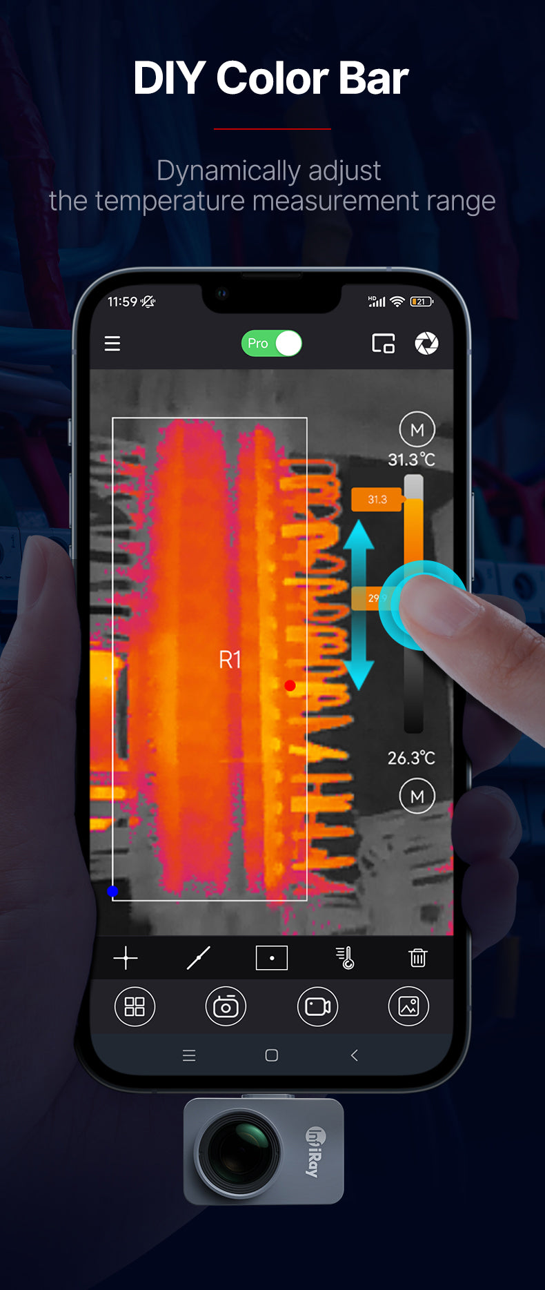 GreenZech Elite Mobile 256 | High-Resolution Smartphone Thermal Camera | 256x192 HD Infrared Imager for PCB & HVAC Diagnostics (Android Type-C)