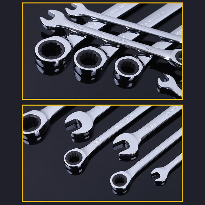 8-32mm Steel Silver Metric Spanner Open End Wrench Ratchet Ring Mechanic Tool