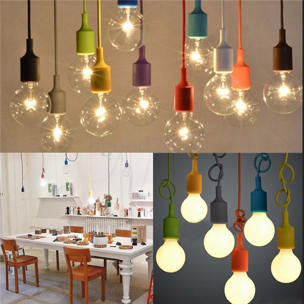 Colorful E27/E26 Silicone Ceiling Lamp Holder Light Socket Customize Rope Cord