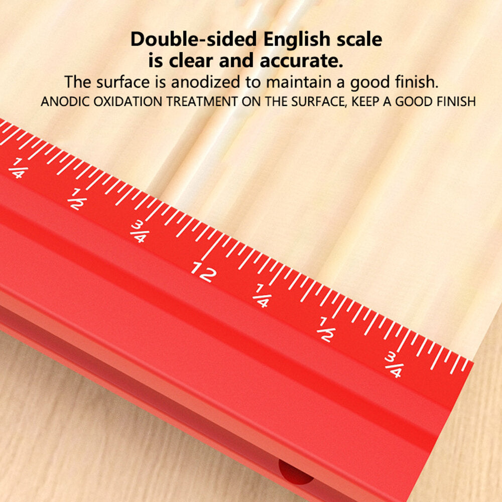 CNC Precision Woodworking Ruler - Durable Aluminum Alloy, V-Shaped, 12" & 330mm, Vertical/Horizontal Measurements