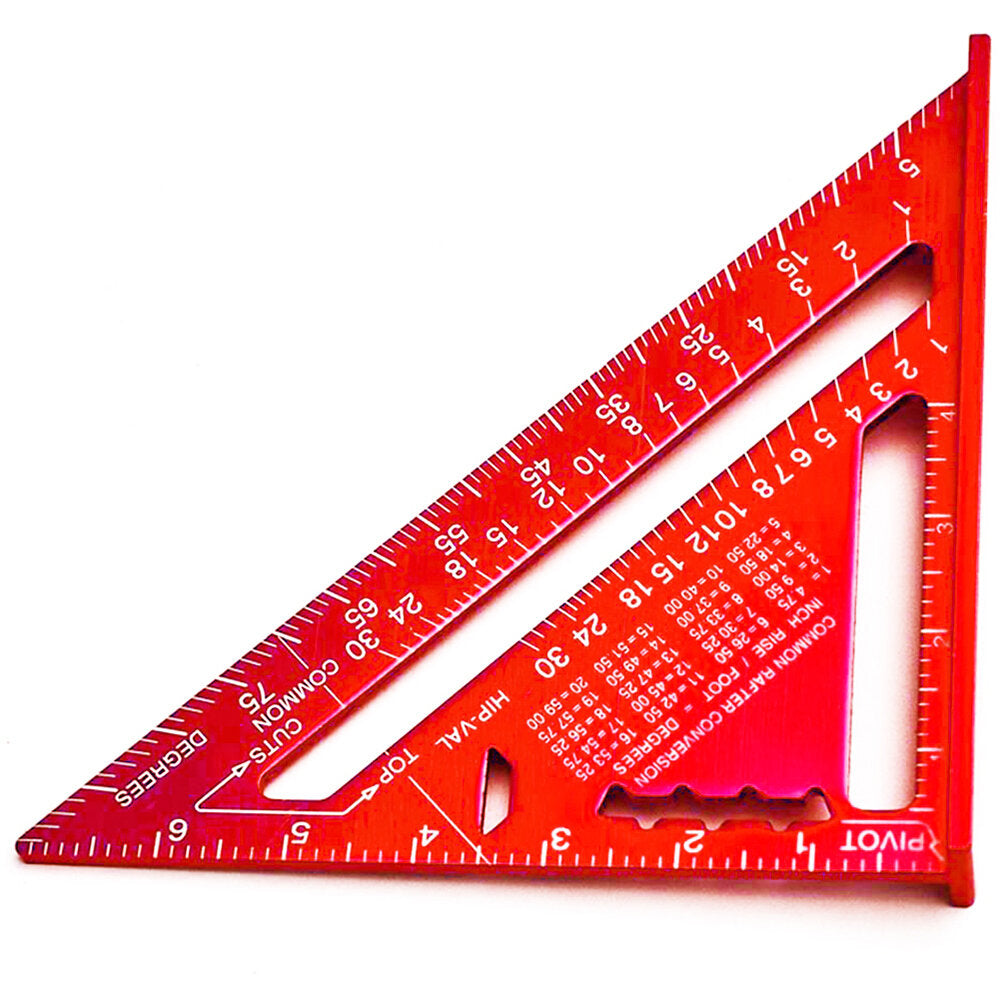 Multi-Function Triangle Ruler - Set Square, Protractor, Line Scriber, Saw Guide - Aluminum Alloy, Double-Sided, Portable