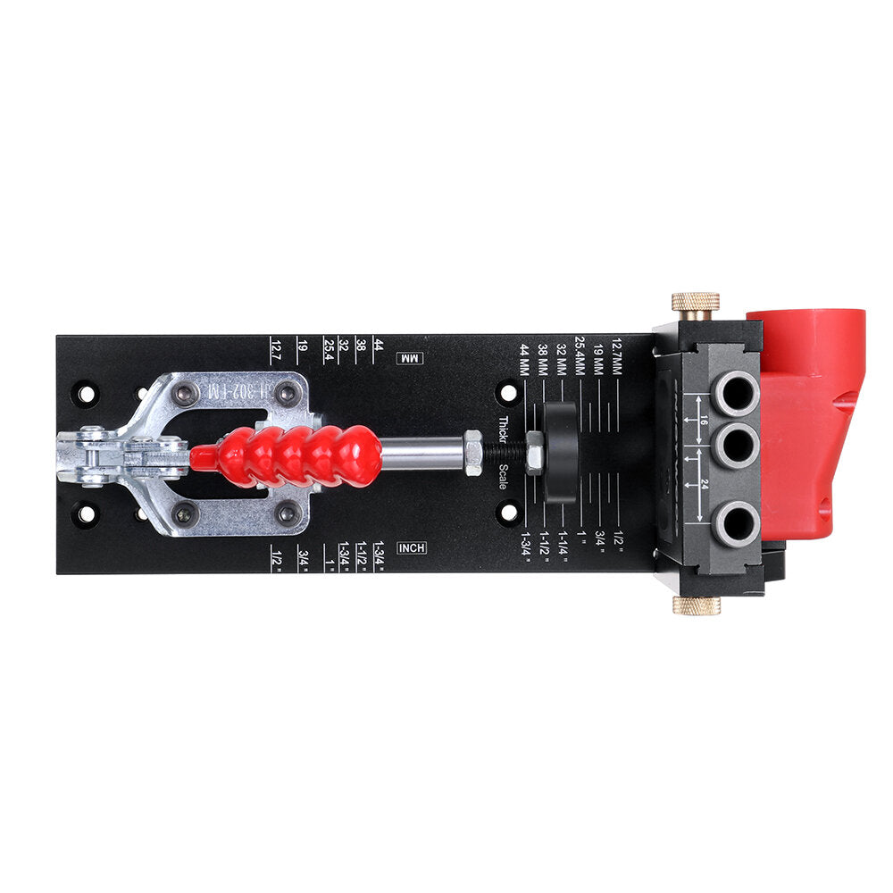 Pocket Hole Jig Kit Aluminum Alloy Adjustable Woodworking Drilling Guide for Angled Holes with Drill Bit